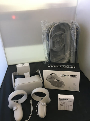 Oculus Quest 2 All-In-One VR Headset 256GB, 1832x1920 up to 90 Hz Refresh Rate LCD, Bundle with Mytrix Head Strap Carrying Case Earphone-Used Like New