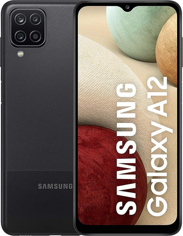 Samsung Galaxy A12 32 GB 6.5 inch HD+, Quad Camera, 5000mAh Battery, Global 4G Volte (AT&T Unlocked for T-Mobile, Verizon, Metro) A125U, Black - Refurbished