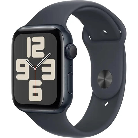 Apple Watch SE 2023 GPS 44mm Midnight with Black Sport Band, M/L - Refurbished