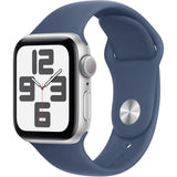 Apple Watch SE 2023 GPS 40mm Silver with Blue Sport Band, S/M - Refurbished