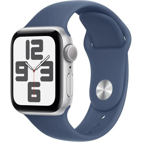 Apple Watch SE 2023 GPS 40mm Silver with Blue Sport Band, S/M - Refurbished