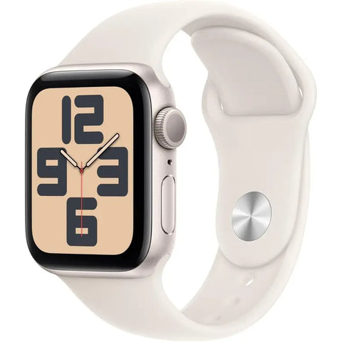 Apple Watch SE 2023 GPS 40mm Starlight with White Sport Band, S/M - Refurbished