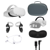 Oculus Quest 2 All-In-One VR Headset 128GB Bundle with Mytrix Head Strap, Carrying Case, Earphone, Link Cable (3M), Grip & Lens Cover - Used Like New